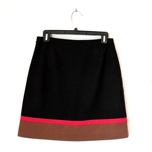 ANN TAYLOR 90s Y2K Mini Skirt Color Block Paneling Black Brown Short 6 6P - Picture 1 of 6